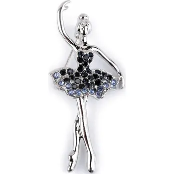 Brož Brož s broušenými kamínky baletka, barva 3 aquazon