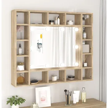 Koupelnový nábytek Zrcadlová skříňka s LED dub sonoma 91 x 15 x 76,5 cm Hnědá808867
