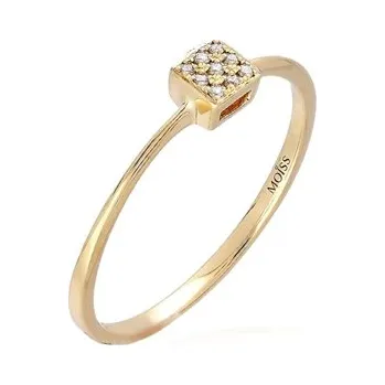 Prsten Dámský prsten ze žlutého zlata kostička s diamanty BP0110F + DÁREK ZDARMA