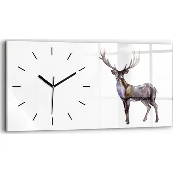Hodiny Ozdobné nástěnné hodiny s krásnou grafikou 60x30 cm - Jelen, král lesa