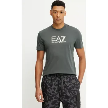 Pánské tričko Bavlněné tričko EA7 Emporio Armani šedá barva, s potiskem, AF10375.7M000224 96X, vel. L