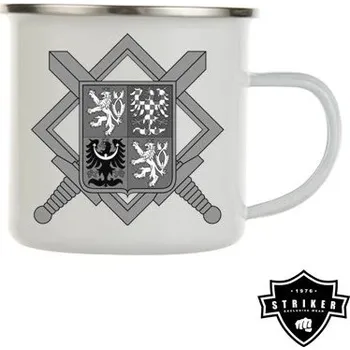 Hrnek smaltovaný (plechový) Striker znak AČR 300 ml - bílý