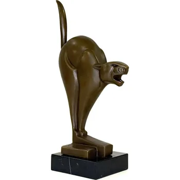 ART DECO KOČKA - SOCHA NA MRAMORU