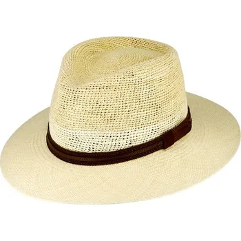 Klobouk Fiebig - Headwear since 1903 Exkluzivní panamský klobouk s hnědou stuhou Fiebig Velikost: 61 cm (XL)