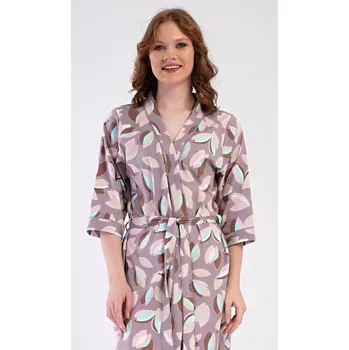 Dámský župan Dámský krátký župan Klára s listy - Vienetta, bílá káva 4XL i232_10046_55455957:bílá káva 4XL