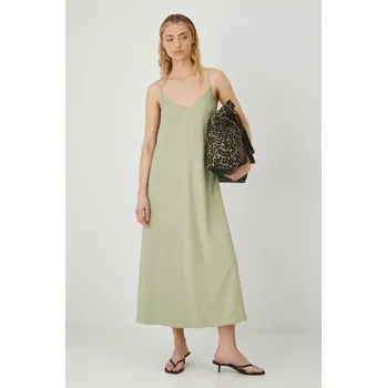 Dámské šaty Šaty s příměsí lnu Medicine zelená barva, maxi, oversize RS25.SUD095 81X, vel. XS