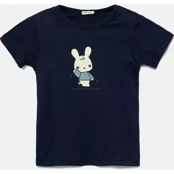 Chlapecké oblečení Bavlněné dětské tričko United Colors of Benetton tmavomodrá barva, s potiskem, 3I9WA1062 3I9WA1062.W.Seasonal 59X, vel. 74