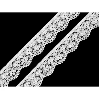 Krajka Elastická krajka šíře 25 mm, barva 1 bílá