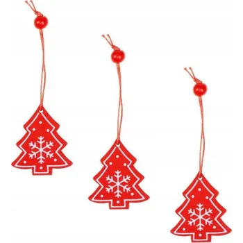 Vánoční ozdoba SPRINGOS Vánoční ozdoby - Stromky s vločkami, sada 3ks