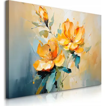 Obraz OBRAZ NA PLÁTNĚ DO OBÝVACÍHO POKOJE AKVARELY BAREVNÉ KVĚTINY PŘÍRODA ABSTRAKCE 90x60