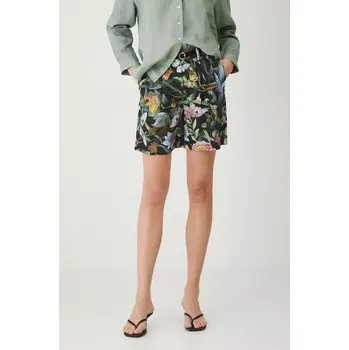 Dámské kraťasy Lněné kraťasy Medicine dámské, černá barva, vzorované, medium waist RS25.SZD900 99A, vel. XL