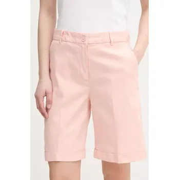 Dámské kraťasy Kraťasy United Colors of Benetton dámské, růžová barva, hladké, high waist, 4CDRD901W 03X, vel. 34