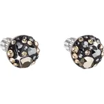 Stříbrné náušnice pecka s krystaly Swarovski mix barev kulaté 31336.4 colorado