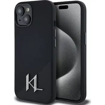 Pouzdro na mobilní telefon KARL LAGERFELD pouzdro pro IPHONE 15 kompatibilní s MagSafe KLHMP15SSCMKMPCK (Silicone Initial Metal Logo) černé