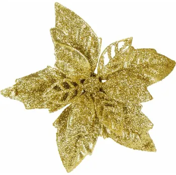 Vánoční dekorace SPRINGOS Vánoční hvězda s trnem 13x13cm zlatá, vánoční dekorace