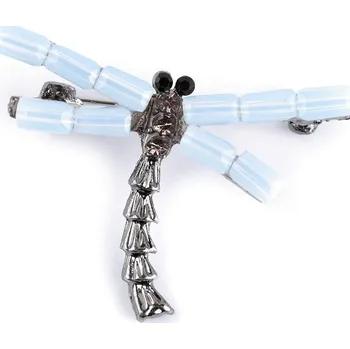 Náramek Brož s broušenými kameny vážka, malé, 1 modrá ledová