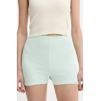 Dámské kraťasy Kraťasy Calvin Klein Jeans dámské, tyrkysová barva, hladké, high waist, J20J225409 06X, vel. M