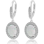 Stříbrné visací opálové náušnice se zirkony