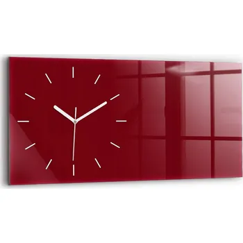 Hodiny Moderní skleněné hodiny s grafikou na zeď vodorovné 60x30 cm, Burgundská barva