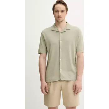 Pánská košile Košile s příměsí lnu Marc O'Polo pánská, zelená barva, regular, s klasickým límcem, 523209153068 97X, vel. XL