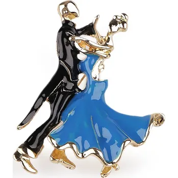 Náramek Brož modelky, taneční pár, malé, 2 modrá zlatá