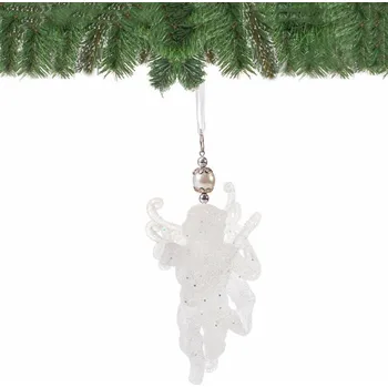 Vánoční ozdoba SPRINGOS Vánoční ozdoba - Tančící anděl s perlou bílý, 13cm