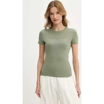 Pánské tričko Bavlněné tričko Tommy Jeans zelená barva, DW0DW20315 91X, vel. XS