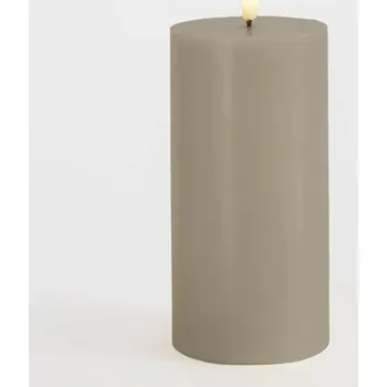 Svíčka SIRIUS Vosková LED svíčka Sille, světlá šedá, 7,5 x 15 cm