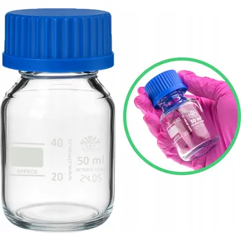 Láhev LABORATORNÍ SKLENĚNÁ LÁHEV 50 ml SIMAX BORO 3.3 s uzávěrem GL32 PP
