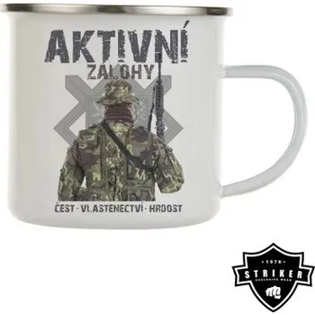 Hrnek smaltovaný (plechový) Striker AČR Aktivní zálohy 300 ml - bílý