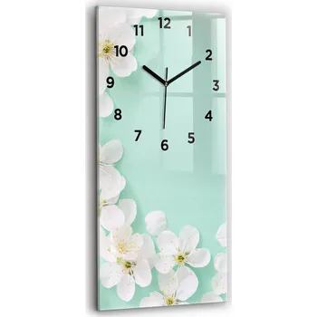 Hodiny Skleněné hodiny s obrazem, tiché, nástěnné - Kvetoucí jabloň, 30x60 cm