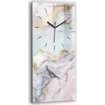 Hodiny Minimalistické skleněné nástěnné hodiny s motivem Pastelový mramor 30x60 cm