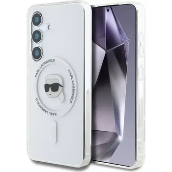 Pouzdro na mobilní telefon KARL LAGERFELD pouzdro pro SAMSUNG S25 KLHMS25SHLSKIH (Magnetic IML Metal K. Heads) bílé
