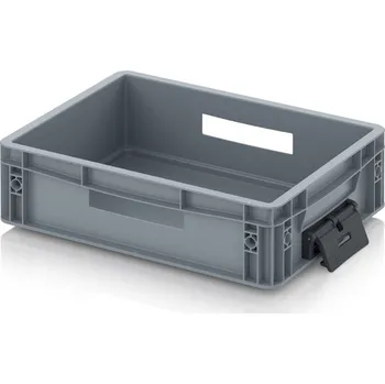 paleta Euro přepravka se zavíracím mechanismem 40 x 30 x 12 cm - Stříbrošedá - materiál: PP - EG VS 43/12 HG HO