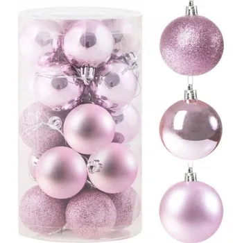 Vánoční ozdoba SPRINGOS Vánoční baňky růžové mix - 4cm, sada 20ks