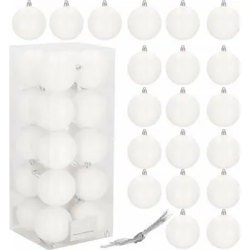 Vánoční ozdoba SPRINGOS Vánoční baňky bílé - 8cm, sada 20ks