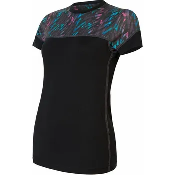 Dámské tričko dámské triko krátký rukáv SENSOR MERINO IMPRESS dámské triko kr.rukáv černá/stripes - S