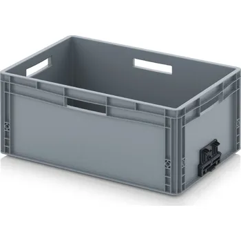 paleta Euro přepravka se zavíracím mechanismem 60 x 40 x 27 cm - Stříbrošedá - materiál: PP - EG VS 64/27 HO