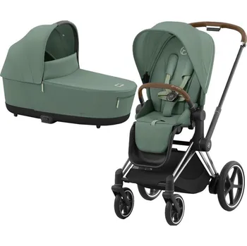 Kočárek Kočárek CYBEX e-Priam Chrome Brown Seat Pack 2025 včetně korby + ZDARMA Fusak zimní CYBEX Platinum, leaf green + Fusak zimní CYBEX Platinum