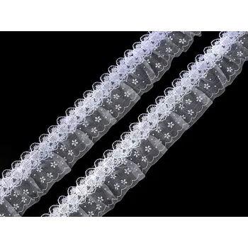 Volánkový prýmek s krajkou šíře 30 mm sv. šedý