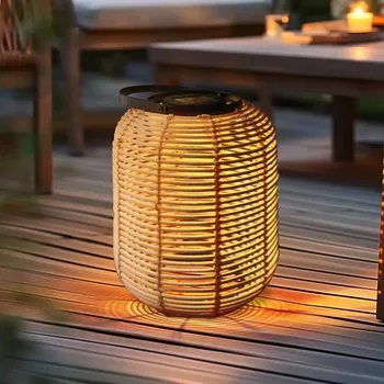 Lucerna Solární ratanová lampa CATINI LF07 přírodní