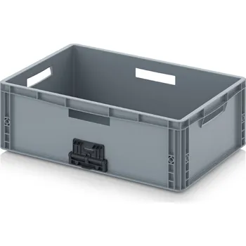 paleta Euro přepravka se zavíracím mechanismem 60 x 40 x 22 cm - Stříbrošedá - materiál: PP - EG VL 64/22 HO