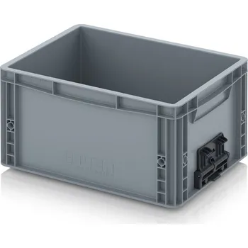 Euro přepravka se zavíracím mechanismem 40 x 30 x 22 cm - Stříbrošedá - materiál: PP - EG VS 43/22 HG