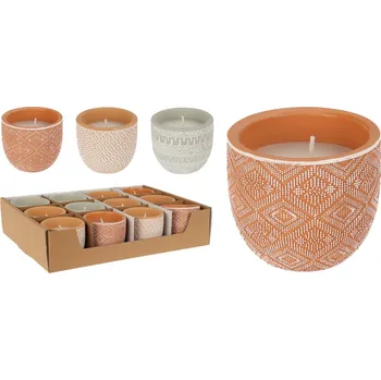 Svíčka Citronela terakota MIX diamantový design, 70x60mm