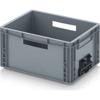 paleta Euro přepravka se zavíracím mechanismem 40 x 30 x 22 cm - Stříbrošedá - materiál: PP - EG VS 43/22 HG HO