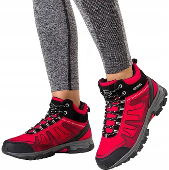 Dámské tenisky Dámské TREKOVÉ boty Červené Šněrovací Softshell Sportovní vel. 39