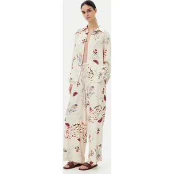 Dámské kalhoty ViCOLO Kalhoty z materiálu TD0814 Béžová Relaxed Fit S