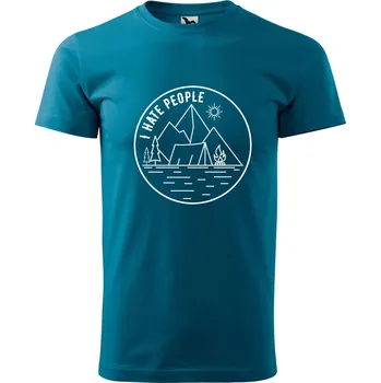 DOBRÝ TRIKO Pánské tričko s potiskem I hate people Velikost: S, Barva: Petrolejová