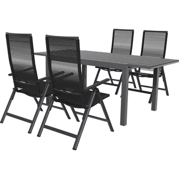 Zahradní nábytek LIVARNO home Sada hliníkového zahradního nábytku s rozkládacím stolem a křesly Miami, 5dílná, antracitová