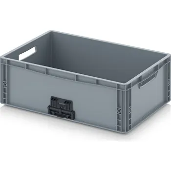 Euro přepravka se zavíracím mechanismem 60 x 40 x 22 cm - Stříbrošedá - materiál: PP - EG VL 64/22